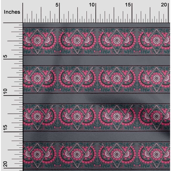 oneOone Organic Cotton Poplin Twill Fabric Geometric|Leaves & Floral Block Print Fabric BTY 42 Inch Wide
