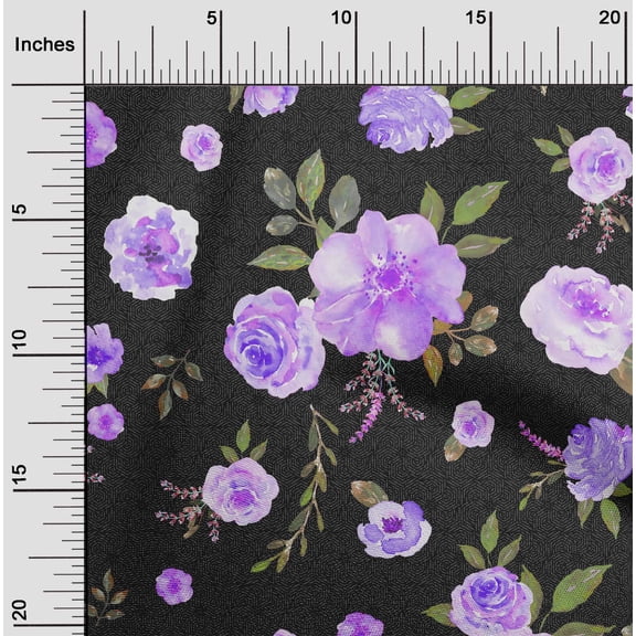 oneOone Organic Cotton Poplin Twill Fabric Geometric|Watercolor Leaves & Peony Floral Decor Fabric Printed BTY 42 Inch Wide