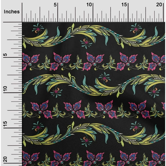 oneOone Organic Cotton Poplin Twill Fabric Leaves & Floral Artistic Fabric Prints By Yard 42 Inch Wide