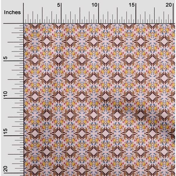 oneOone Organic Cotton Poplin Twill Fabric Leaves & Floral Artistic Print Fabric By Yard 42 Inch Wide