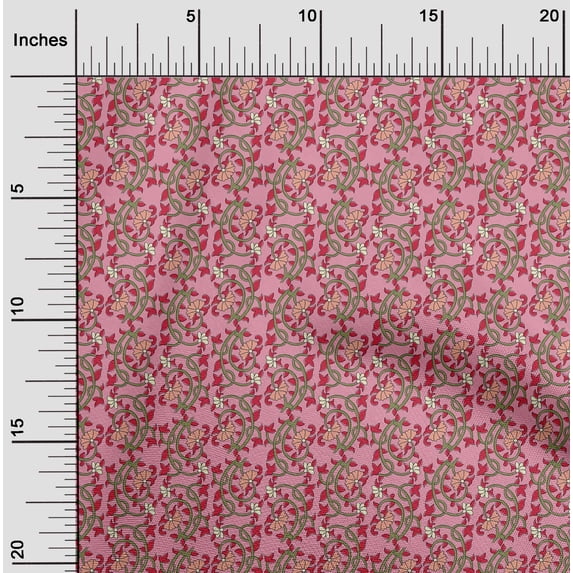 oneOone Organic Cotton Poplin Twill Fabric Leaves & Floral Block Decor Fabric Printed BTY 42 Inch Wide