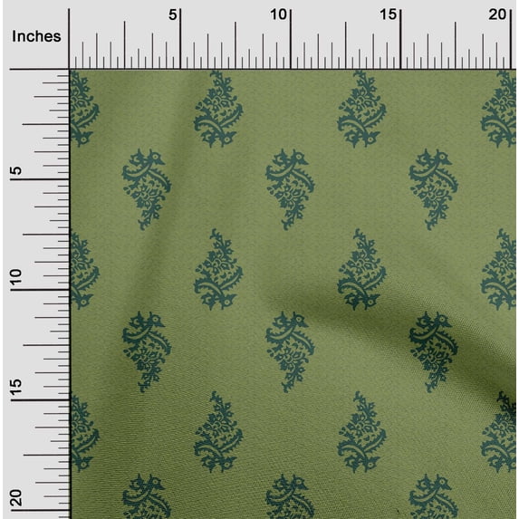 oneOone Organic Cotton Poplin Twill Fabric Leaves & Floral Block Fabric Prints By Yard 42 Inch Wide