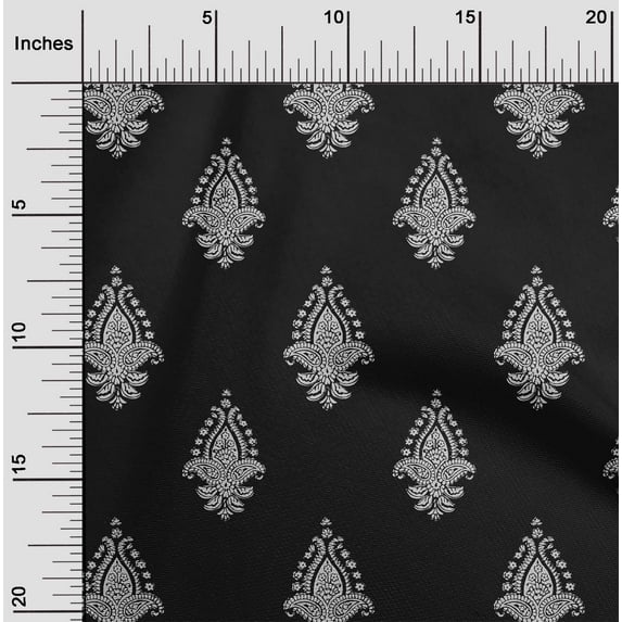 oneOone Organic Cotton Poplin Twill Fabric Leaves|Floral & Paisley Block Print Fabric By Yard 42 Inch Wide