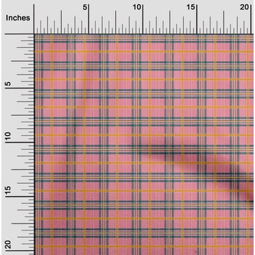 oneOone Organic Cotton Poplin Twill Fabric Madras Check Print Fabric By Yard 42 Inch Wide