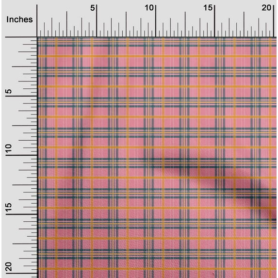oneOone Organic Cotton Poplin Twill Fabric Madras Check Print Fabric By Yard 42 Inch Wide