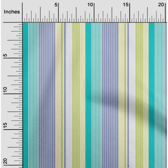 oneOone Organic Cotton Poplin Twill Fabric Multicolor Stripe Print Fabric BTY 42 Inch Wide