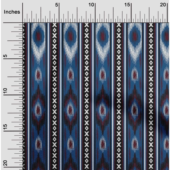 oneOone Organic Cotton Poplin Twill Fabric Stripe & Geometric Ikat Print Fabric By Yard 42 Inch Wide