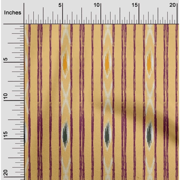 oneOone Organic Cotton Poplin Twill Fabric Stripe Ikat Print Fabric BTY 42 Inch Wide