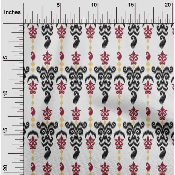 oneOone Organic Cotton Poplin Twill Fabric Swirl Ikat Print Fabric By The Yard 42 Inch Wide