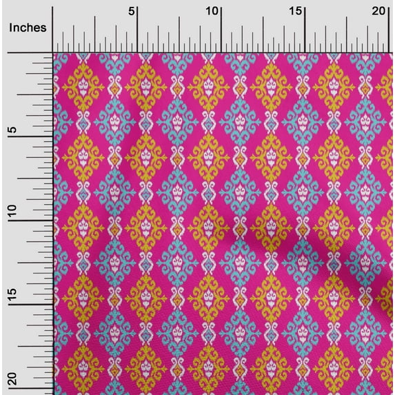 oneOone Organic Cotton Poplin Twill Fabric Swirl Ikat Printed Fabric 1 Yard 42 Inch Wide