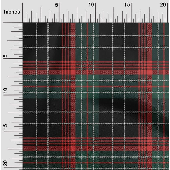 oneOone Organic Cotton Poplin Twill Fabric Tartan Check Print Fabric By The Yard 42 Inch Wide