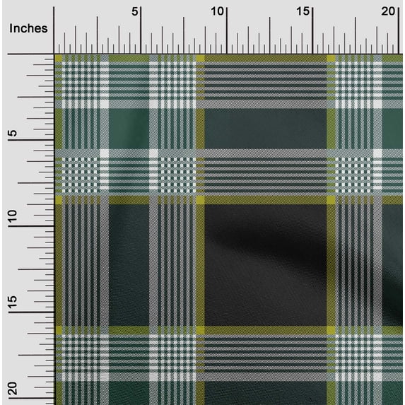 oneOone Organic Cotton Poplin Twill Fabric Tartan Check Print Fabric By Yard 42 Inch Wide