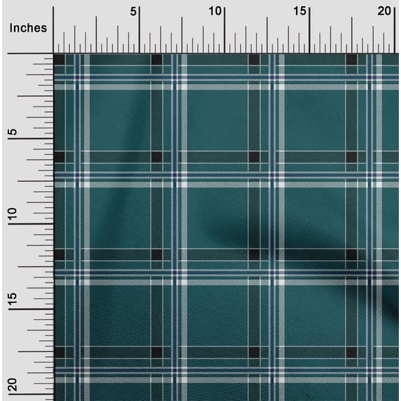 oneOone Organic Cotton Poplin Twill Fabric Tartan Check Print Sewing Fabric BTY 42 Inch Wide