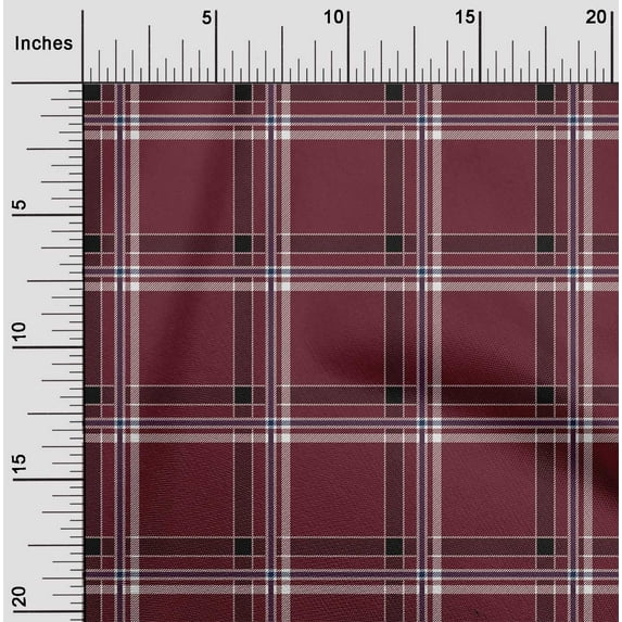 oneOone Organic Cotton Poplin Twill Fabric Tartan Check Printed Fabric 1 Yard 42 Inch Wide