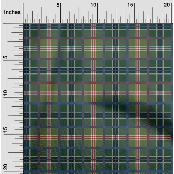 oneOone Organic Cotton Poplin Twill Fabric Tartan Check Printed Fabric 1 Yard 42 Inch Wide