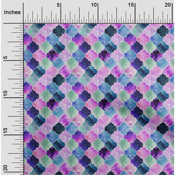 oneOone Organic Cotton Poplin Twill Fabric Textured Moroccan Geometric Print Fabric by The Yard 42 Inch Wide