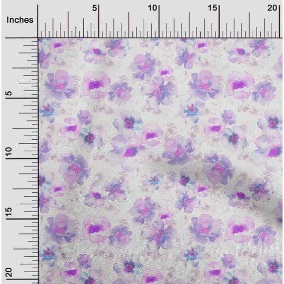 oneOone Organic Cotton Poplin Twill Fabric Watercolor Floral Fabric Prints By Yard 42 Inch Wide