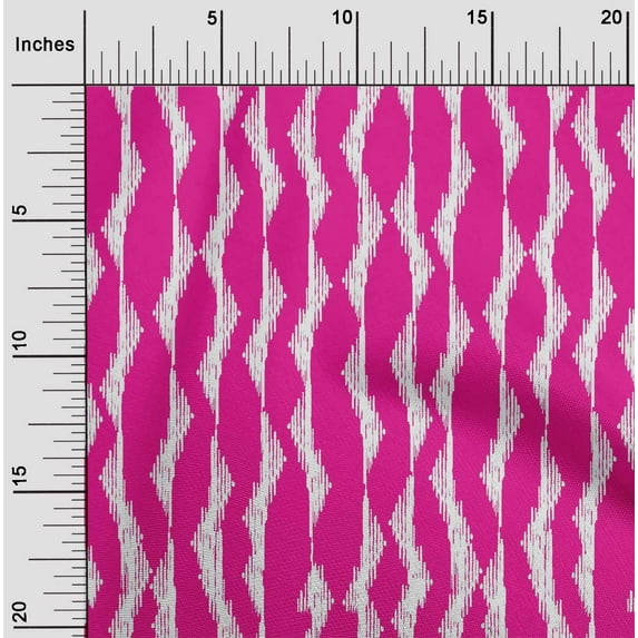 oneOone Organic Cotton Voile Fabric Abstract Stripe Ikat Printed Craft Fabric BTY 42 Inch Wide