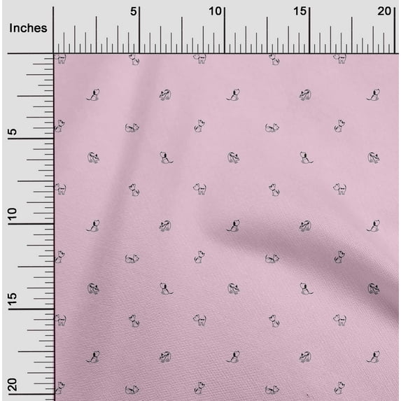 oneOone Organic Cotton Voile Fabric Cartoon Dog Decor Fabric Printed BTY 42 Inch Wide