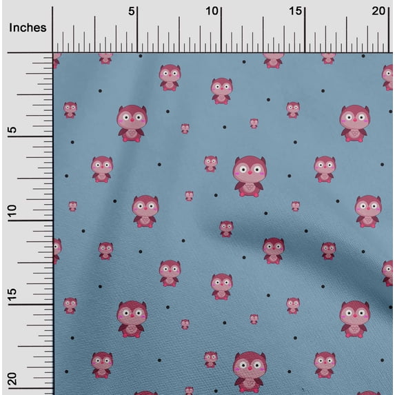 oneOone Organic Cotton Voile Fabric Dot & Cartoon Owl Bird Fabric Prints by Yard 42 Inch Wide