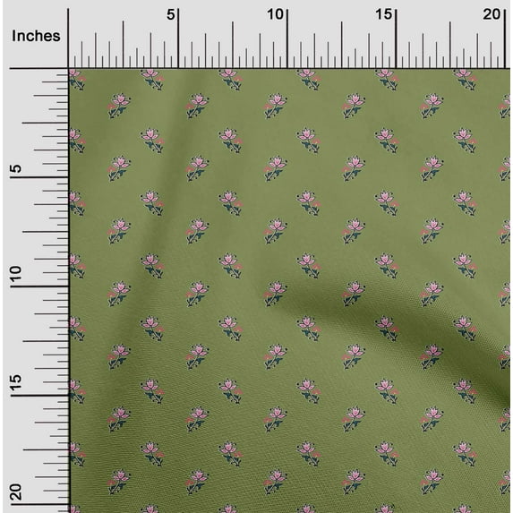 oneOone Organic Cotton Voile Fabric Floral Block Print Fabric BTY 42 Inch Wide