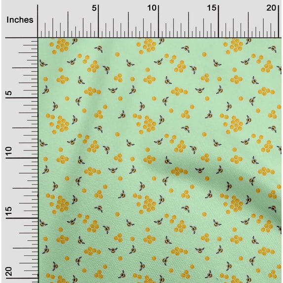 oneOone Organic Cotton Voile Fabric Honeycomb & Honey Bee Insect Print Sewing Fabric BTY 42 Inch Wide