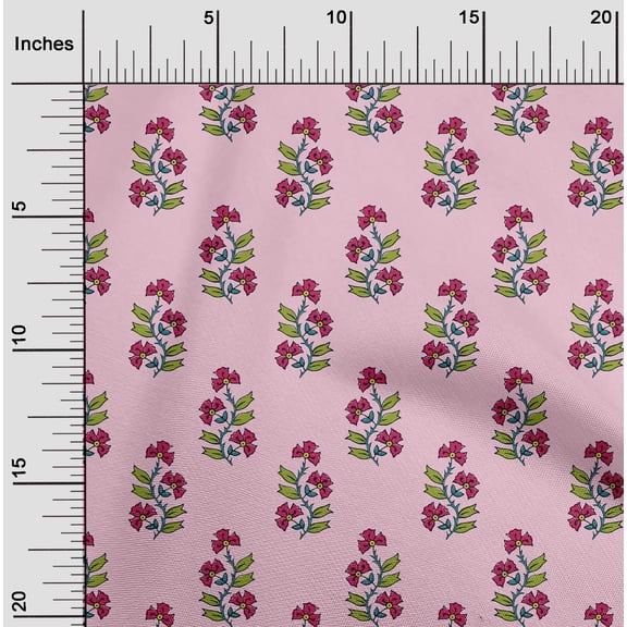 oneOone Organic Cotton Voile Fabric Leaves & Floral Block Decor Fabric Printed BTY 42 Inch Wide