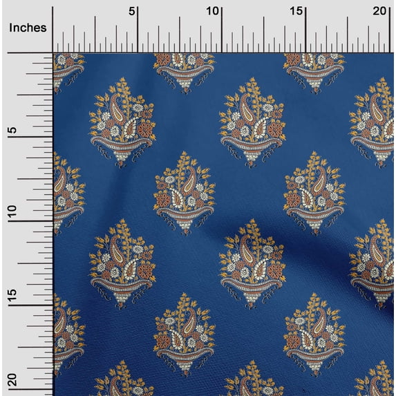 oneOone Organic Cotton Voile Fabric Leaves|Floral & Paisley Block Fabric Prints By Yard 42 Inch Wide
