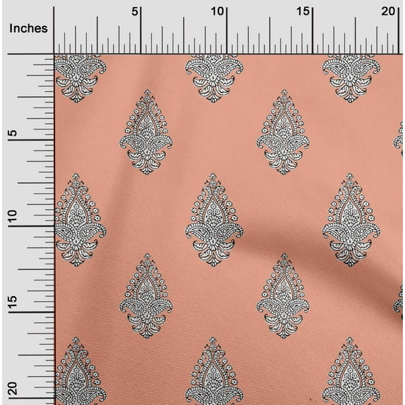 oneOone Organic Cotton Voile Fabric Leaves|Floral & Paisley Block Printed Craft Fabric BTY 42 Inch Wide