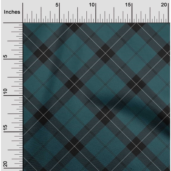 oneOone Organic Cotton Voile Fabric Tartan Check Print Fabric BTY 42 Inch Wide