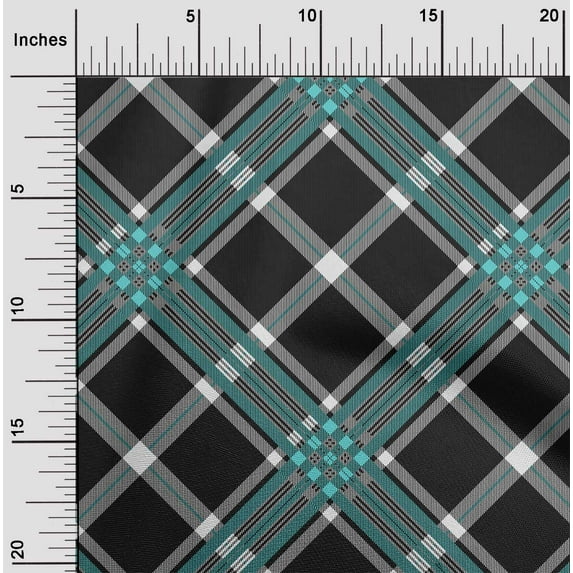 oneOone Organic Cotton Voile Fabric Tartan Check Print Fabric By The Yard 42 Inch Wide