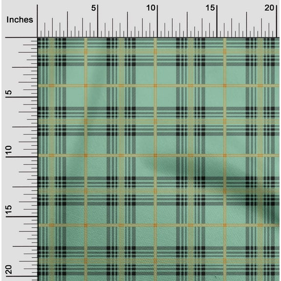 oneOone Organic Cotton Voile Fabric Tartan Check Printed Craft Fabric BTY 42 Inch Wide