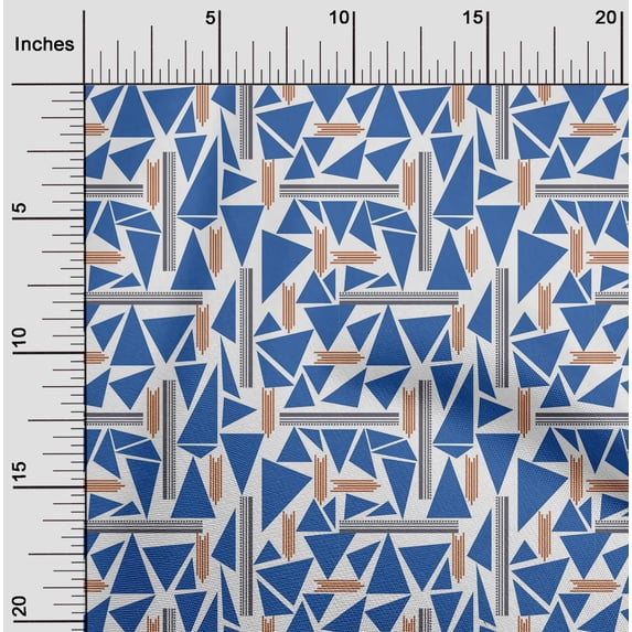 oneOone Organic Cotton Voile Fabric Triangle & Line Geometric Print Fabric BTY 42 Inch Wide