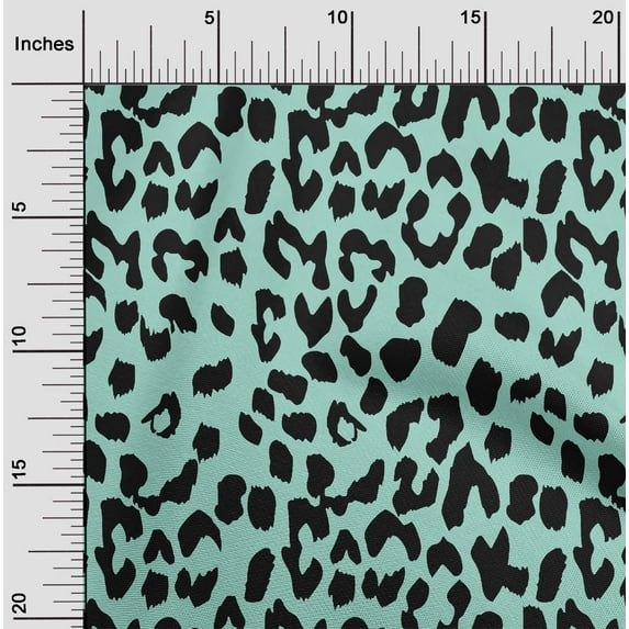 oneOone Polyester Lycra Aquamarine Fabric Leopard Animal Skin Fabric For Sewing Printed Craft Fabric By The Yard 56 Inch Wide