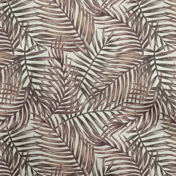 oneOone Polyester Lycra Beige Fabric Leaves Sewing Craft Projects Fabric Prints By Yard 56 Inch Wide