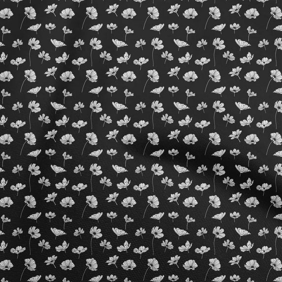 oneOone Polyester Lycra Black Fabric Floral Diy Clothing Quilting Fabric Print Fabric By Yard 56 Inch Wide