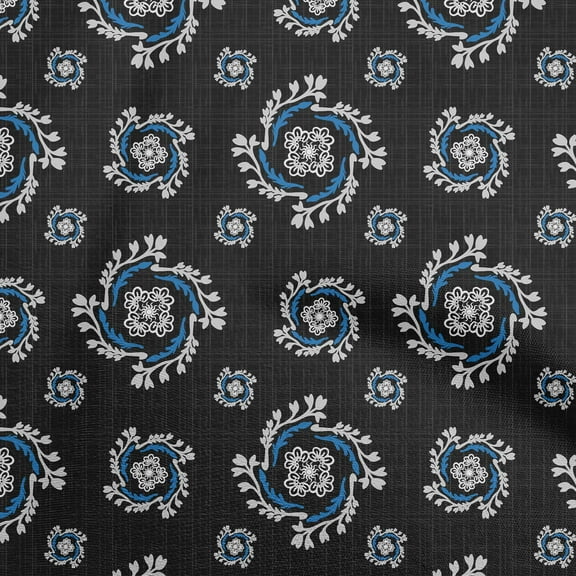 oneOone Polyester Lycra Black Fabric Florals Craft Projects Decor Fabric Printed By The Yard 56 Inch Wide