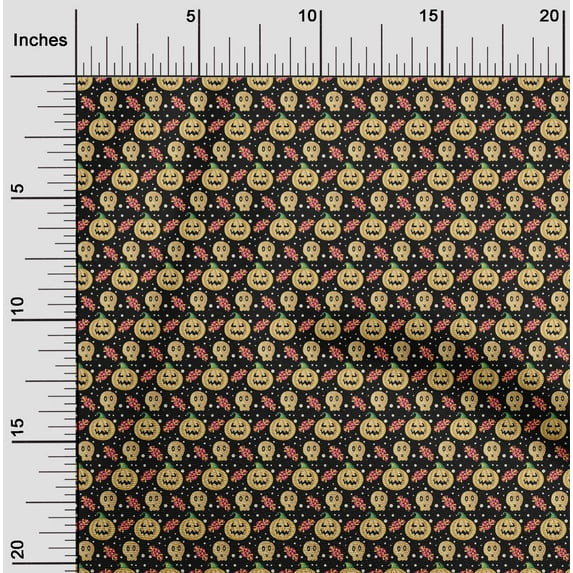 oneOone Polyester Lycra Black Fabric Halloween Dress Material Fabric Print Fabric By The Yard 56 Inch Wide