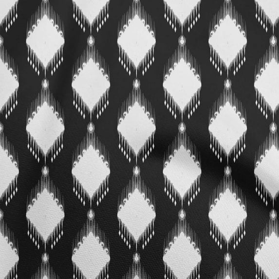 oneOone Polyester Lycra Black Fabric Ikat Sewing Fabric By The Yard Printed Diy Clothing Sewing Supplies 56 Inch Wide