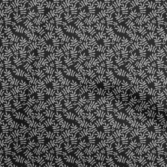 oneOone Polyester Lycra Black Fabric Leaf Sewing Craft Projects Fabric Prints By Yard 56 Inch Wide