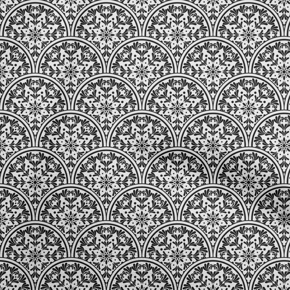 oneOone Polyester Lycra Black Fabric Mosaic Craft Projects Decor Fabric Printed By The Yard 56 Inch Wide