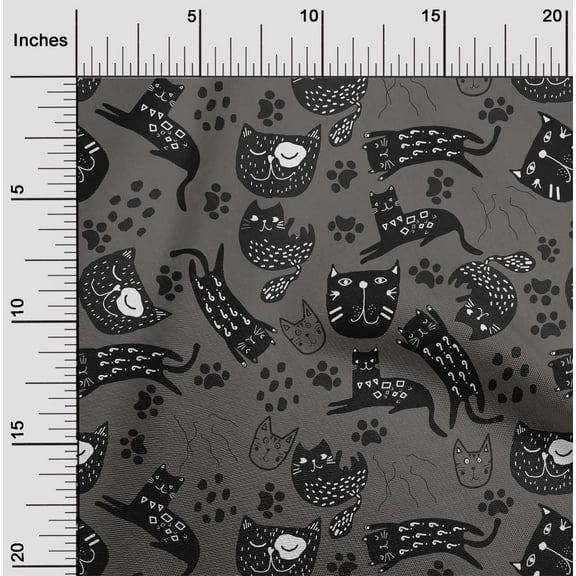 oneOone Polyester Lycra Black Marlin Fabric Cat Craft Projects Decor Fabric Printed By The Yard 56 Inch Wide-WPG