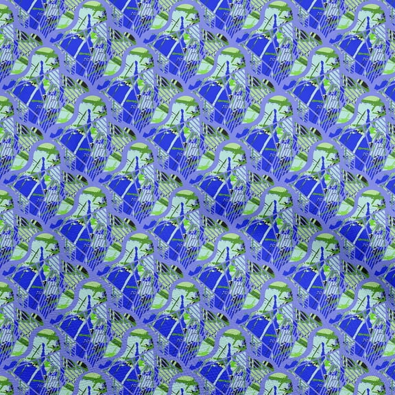 oneOone Polyester Lycra Blue Fabric Abstracts Craft Projects Decor Fabric Printed By The Yard 56 Inch Wide
