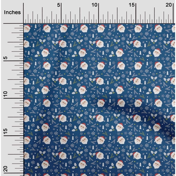 oneOone Polyester Lycra Blue Fabric Christmas Sewing Material Print Fabric By The Yard 56 Inch Wide
