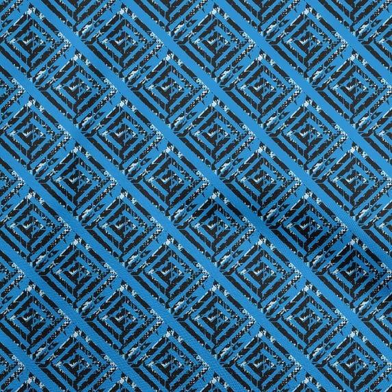 oneOone Polyester Lycra Blue Fabric Geometric Sewing Material Print Fabric By The Yard 56 Inch Wide