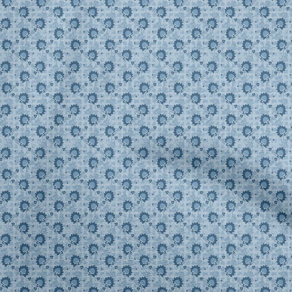 oneOone Polyester Lycra Blue Fabric Jacobean Floral Quilting Supplies Print Sewing Fabric By The Yard 56 Inch Wide