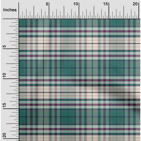 oneOone Polyester Lycra Dark Green Fabric Check Fabric For Sewing Printed Craft Fabric By The Yard 56 Inch Wide