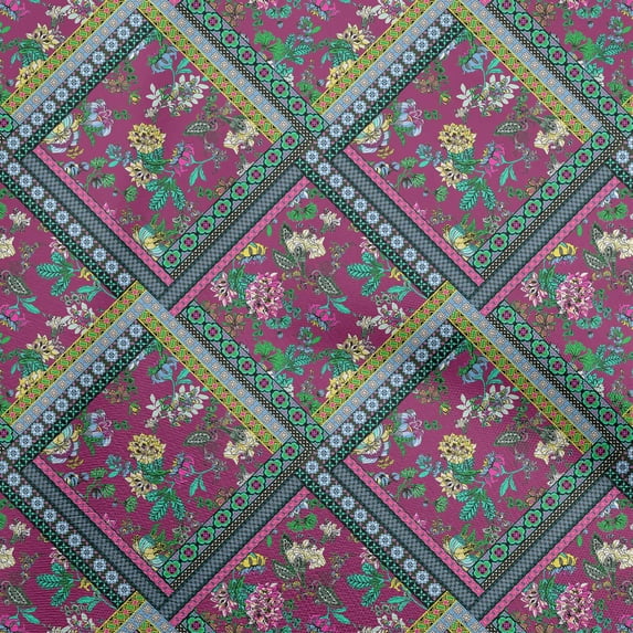 oneOone Polyester Lycra Dark Magenta Fabric Florals Craft Projects Decor Fabric Printed By The Yard 56 Inch Wide