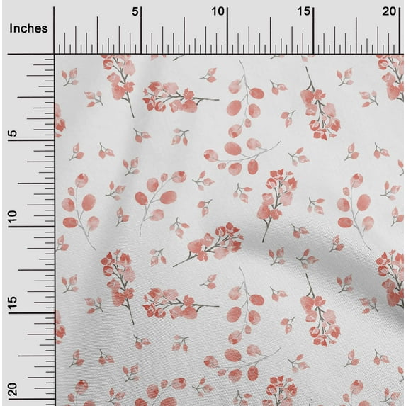oneOone Polyester Lycra Dark Peach Fabric Florals Sewing Material Print Fabric By The Yard 56 Inch Wide
