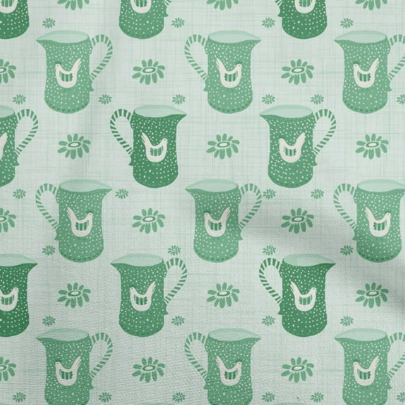 oneOone Polyester Lycra Dusty Teal Green Fabric Floral Diy Clothing Quilting Fabric Print Fabric By Yard 56 Inch Wide